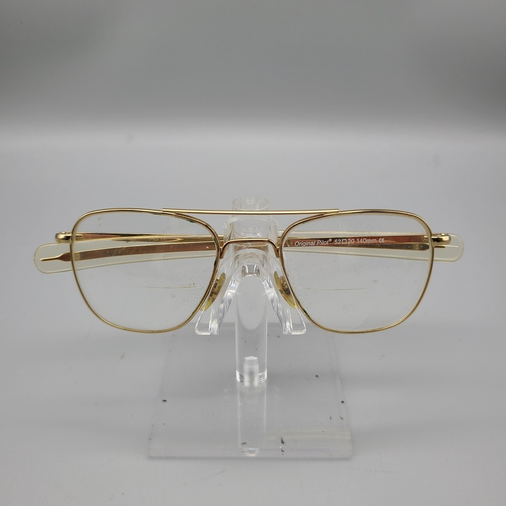 American Optical Original Pilot Gold Aviator Sunglasses Frames 52-20 140 USA